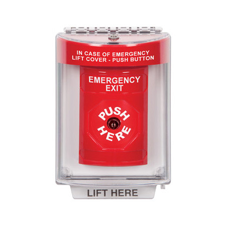 SS2030EX-EN STI Red Indoor/Outdoor Flush Key-to-Reset Stopper Station with EMERGENCY EXIT Label English