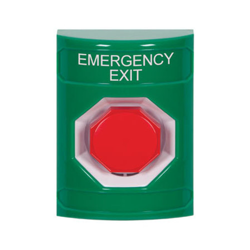 SS2102EX-EN STI Green No Cover Key-to-Reset (Illuminated) Stopper Station with EMERGENCY EXIT Label English