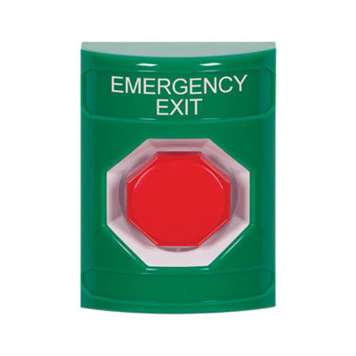 SS2105EX-EN STI Green No Cover Momentary (Illuminated) Stopper Station with EMERGENCY EXIT Label English