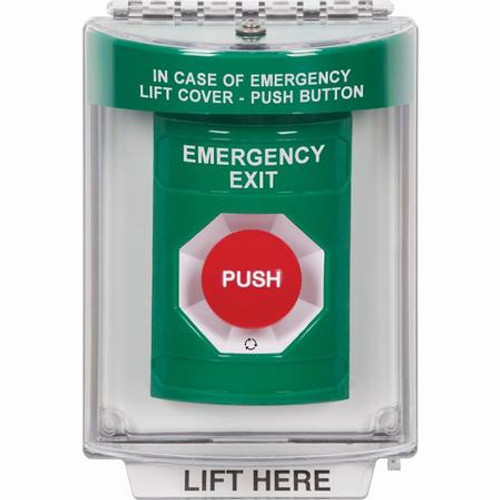 SS2141EX-EN STI Green Indoor/Outdoor Flush w/ Horn Turn-to-Reset Stopper Station with EMERGENCY EXIT Label English