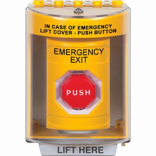 SS2272EX-EN STI Yellow Indoor/Outdoor Surface Key-to-Reset (Illuminated) Stopper Station with EMERGENCY EXIT Label English