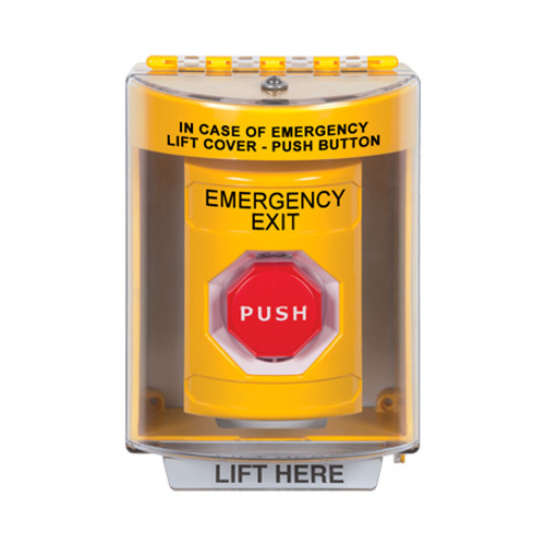 SS2282EX-EN STI Yellow Indoor/Outdoor Surface w/ Horn Key-to-Reset (Illuminated) Stopper Station with EMERGENCY EXIT Label English