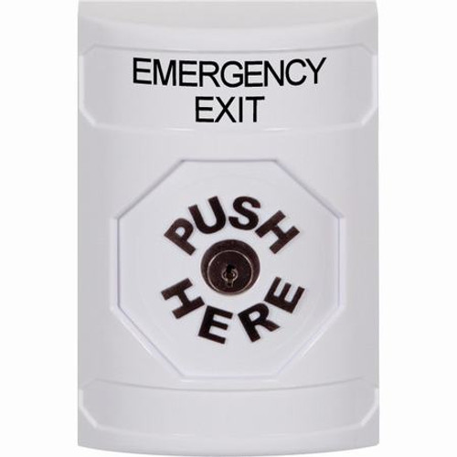 SS2300EX-EN STI White No Cover Key-to-Reset Stopper Station with EMERGENCY EXIT Label English