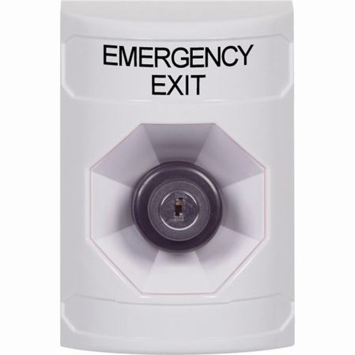 SS2303EX-EN STI White No Cover Key-to-Activate Stopper Station with EMERGENCY EXIT Label English