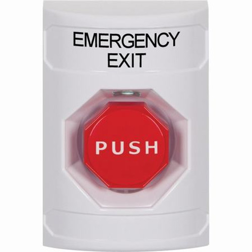 SS2305EX-EN STI White No Cover Momentary (Illuminated) Stopper Station with EMERGENCY EXIT Label English