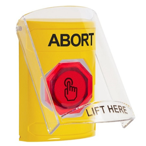 SS2227AB-EN STI Yellow Indoor Only Flush or Surface Weather Resistant Momentary (Illuminated) with Red Lens Stopper Station with ABORT Label English
