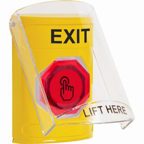 SS2226XT-EN STI Yellow Indoor Only Flush or Surface Momentary (Illuminated) with Red Lens Stopper Station with EXIT Label English