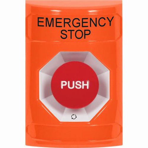 SS2501ES-EN STI Orange No Cover Turn-to-Reset Stopper Station with EMERGENCY STOP Label English