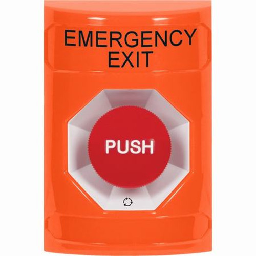SS2501EX-EN STI Orange No Cover Turn-to-Reset Stopper Station with EMERGENCY EXIT Label English