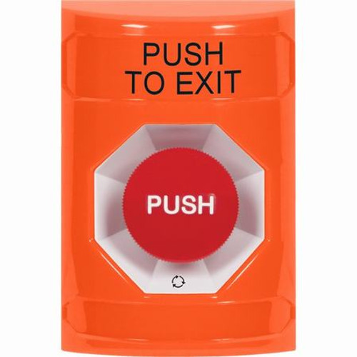 SS2501PX-EN STI Orange No Cover Turn-to-Reset Stopper Station with PUSH TO EXIT Label English