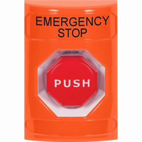 SS2505ES-EN STI Orange No Cover Momentary (Illuminated) Stopper Station with EMERGENCY STOP Label English