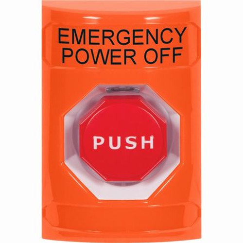 SS2505PO-EN STI Orange No Cover Momentary (Illuminated) Stopper Station with EMERGENCY POWER OFF Label English