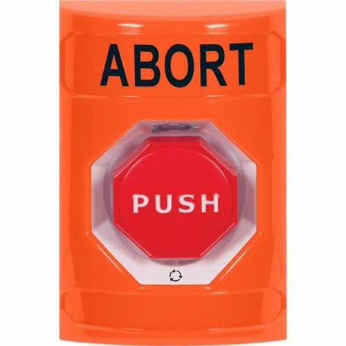 SS2509AB-EN STI Orange No Cover Turn-to-Reset (Illuminated) Stopper Station with ABORT Label English