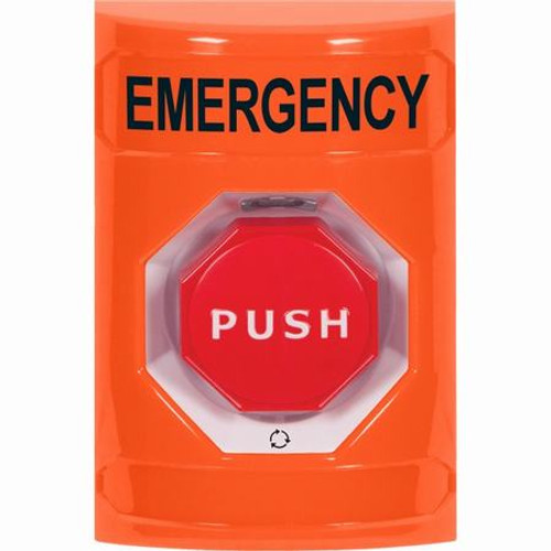 SS2509EM-EN STI Orange No Cover Turn-to-Reset (Illuminated) Stopper Station with EMERGENCY Label English