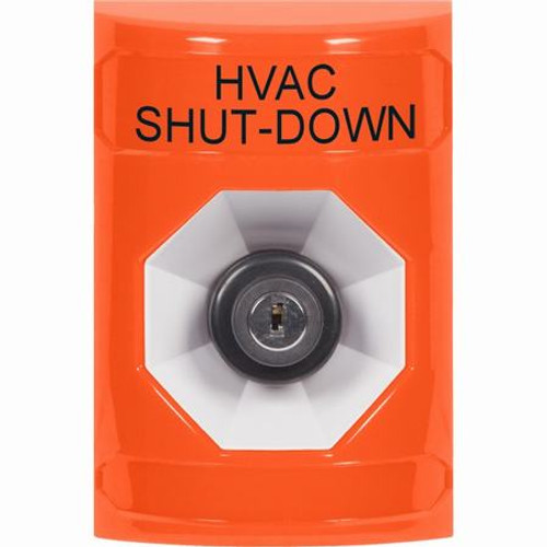 SS2503HV-EN STI Orange No Cover Key-to-Activate Stopper Station with HVAC SHUT DOWN Label English