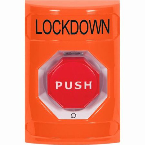 SS2509LD-EN STI Orange No Cover Turn-to-Reset (Illuminated) Stopper Station with LOCKDOWN Label English