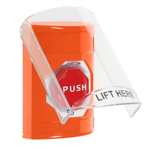 SS25A9NT-EN STI Orange Indoor Only Flush or Surface w/ Horn Turn-to-Reset (Illuminated) Stopper Station with No Text Label English