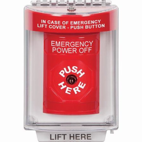 SS2030PO-EN STI Red Indoor/Outdoor Flush Key-to-Reset Stopper Station with EMERGENCY POWER OFF Label English