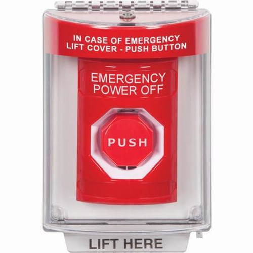 SS2035PO-EN STI Red Indoor/Outdoor Flush Momentary (Illuminated) Stopper Station with EMERGENCY POWER OFF Label English