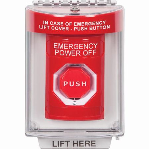 SS2039PO-EN STI Red Indoor/Outdoor Flush Turn-to-Reset (Illuminated) Stopper Station with EMERGENCY POWER OFF Label English