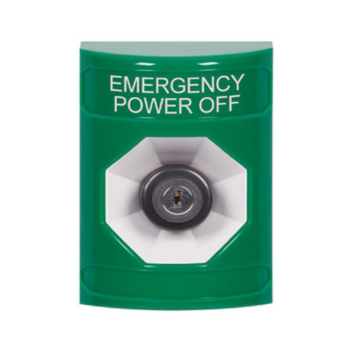 SS2103PO-EN STI Green No Cover Key-to-Activate Stopper Station with EMERGENCY POWER OFF Label English