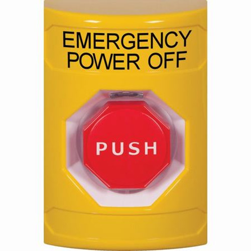 SS2202PO-EN STI Yellow No Cover Key-to-Reset (Illuminated) Stopper Station with EMERGENCY POWER OFF Label English