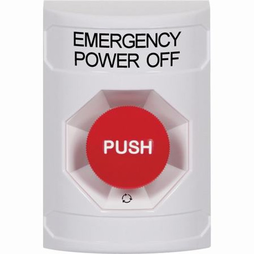 SS2301PO-EN STI White No Cover Turn-to-Reset Stopper Station with EMERGENCY POWER OFF Label English