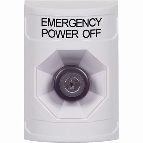 SS2303PO-EN STI White No Cover Key-to-Activate Stopper Station with EMERGENCY POWER OFF Label English