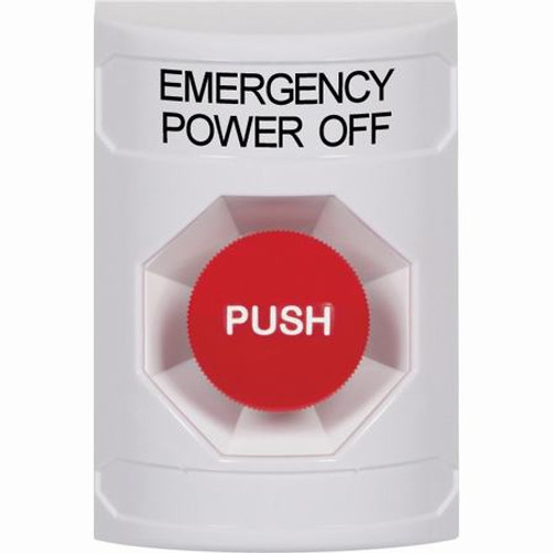 SS2304PO-EN STI White No Cover Momentary Stopper Station with EMERGENCY POWER OFF Label English