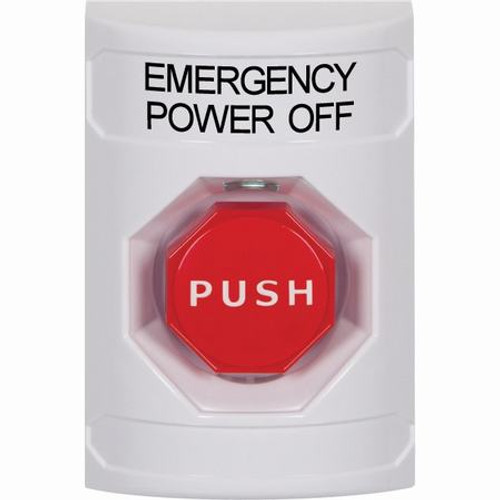 SS2305PO-EN STI White No Cover Momentary (Illuminated) Stopper Station with EMERGENCY POWER OFF Label English