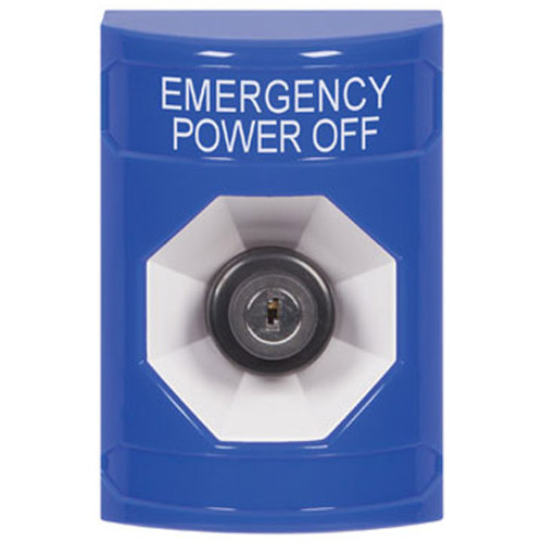SS2403PO-EN STI Blue No Cover Key-to-Activate Stopper Station with EMERGENCY POWER OFF Label English