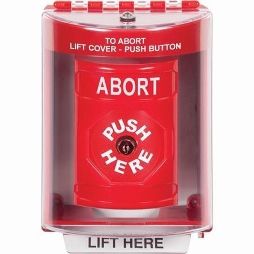 SS2070AB-EN STI Red Indoor/Outdoor Surface Key-to-Reset Stopper Station with ABORT Label English