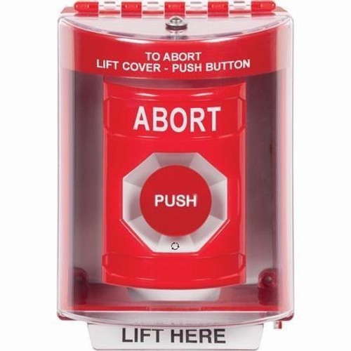 SS2071AB-EN STI Red Indoor/Outdoor Surface Turn-to-Reset Stopper Station with ABORT Label English