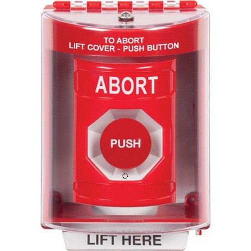 SS2081AB-EN STI Red Indoor/Outdoor Surface w/ Horn Turn-to-Reset Stopper Station with ABORT Label English