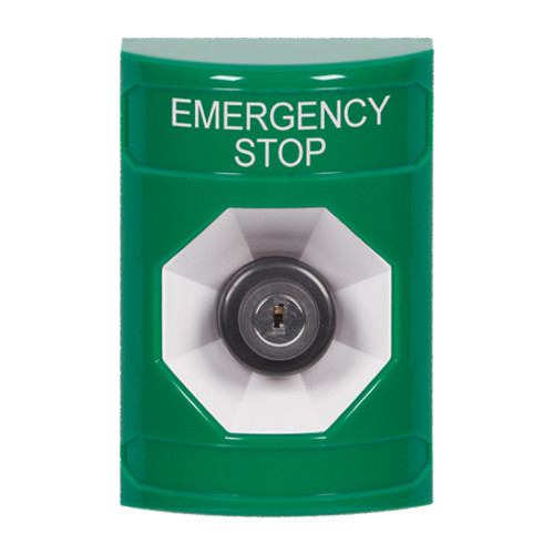 SS2103ES-EN STI Green No Cover Key-to-Activate Stopper Station with EMERGENCY STOP Label English