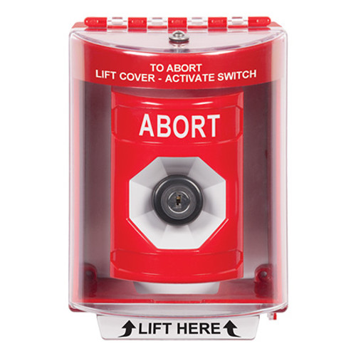 SS2083AB-EN STI Red Indoor/Outdoor Surface w/ Horn Key-to-Activate Stopper Station with ABORT Label English
