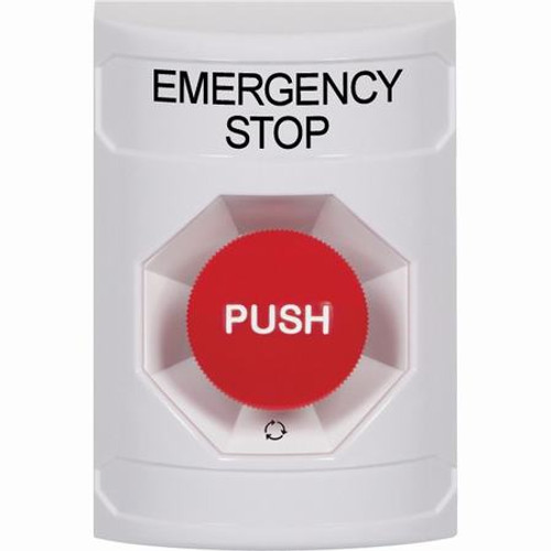 SS2301ES-EN STI White No Cover Turn-to-Reset Stopper Station with EMERGENCY STOP Label English