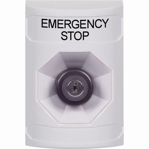 SS2303ES-EN STI White No Cover Key-to-Activate Stopper Station with EMERGENCY STOP Label English