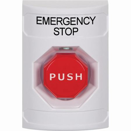 SS2305ES-EN STI White No Cover Momentary (Illuminated) Stopper Station with EMERGENCY STOP Label English