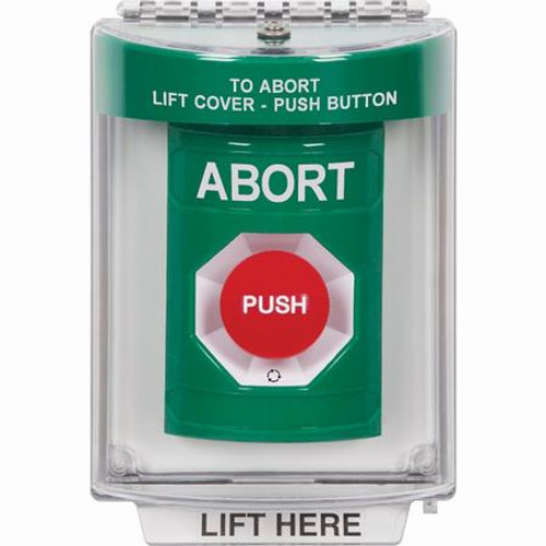 SS2131AB-EN STI Green Indoor/Outdoor Flush Turn-to-Reset Stopper Station with ABORT Label English