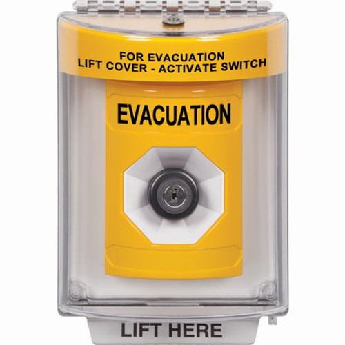 SS2233EV-EN STI Yellow Indoor/Outdoor Flush Key-to-Activate Stopper Station with EVACUATION Label English