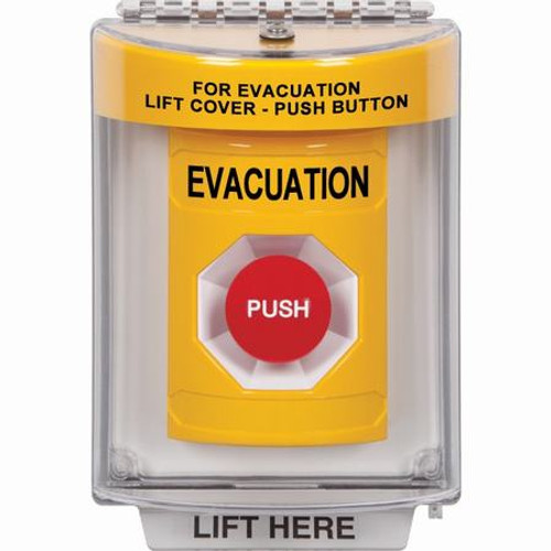 SS2234EV-EN STI Yellow Indoor/Outdoor Flush Momentary Stopper Station with EVACUATION Label English