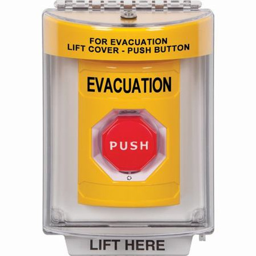 SS2239EV-EN STI Yellow Indoor/Outdoor Flush Turn-to-Reset (Illuminated) Stopper Station with EVACUATION Label English