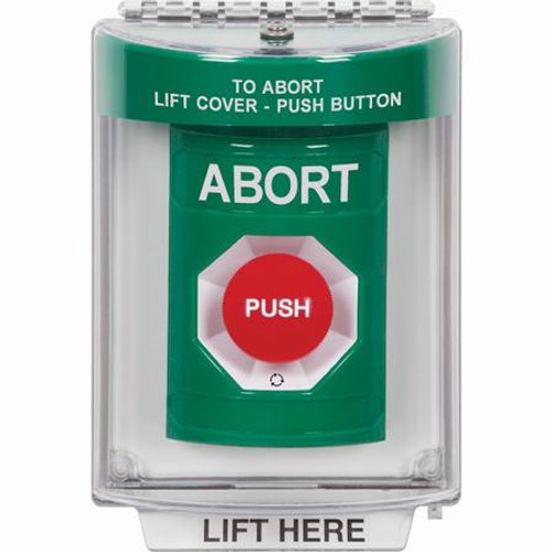 SS2141AB-EN STI Green Indoor/Outdoor Flush w/ Horn Turn-to-Reset Stopper Station with ABORT Label English