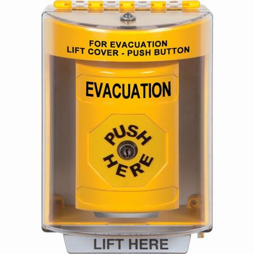 SS2270EV-EN STI Yellow Indoor/Outdoor Surface Key-to-Reset Stopper Station with EVACUATION Label English