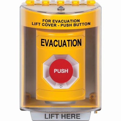 SS2271EV-EN STI Yellow Indoor/Outdoor Surface Turn-to-Reset Stopper Station with EVACUATION Label English