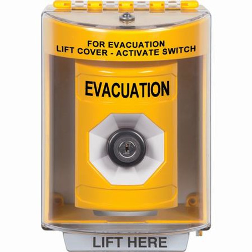 SS2273EV-EN STI Yellow Indoor/Outdoor Surface Key-to-Activate Stopper Station with EVACUATION Label English