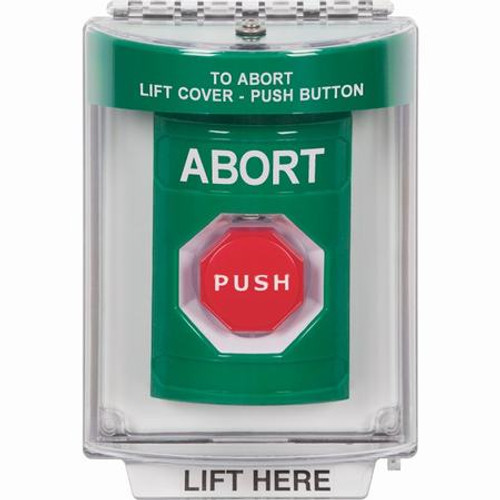 SS2142AB-EN STI Green Indoor/Outdoor Flush w/ Horn Key-to-Reset (Illuminated) Stopper Station with ABORT Label English