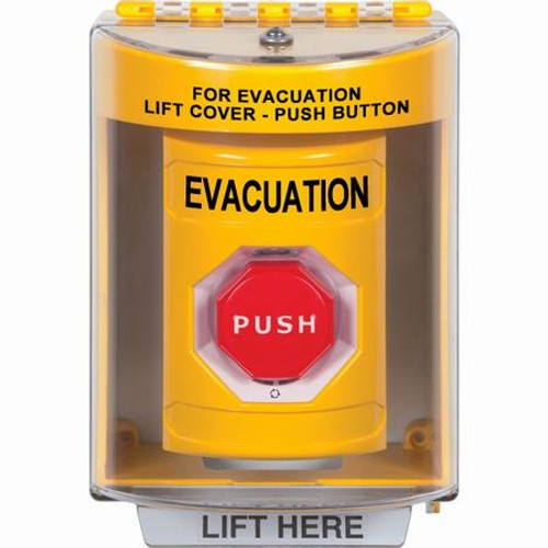 SS2279EV-EN STI Yellow Indoor/Outdoor Surface Turn-to-Reset (Illuminated) Stopper Station with EVACUATION Label English