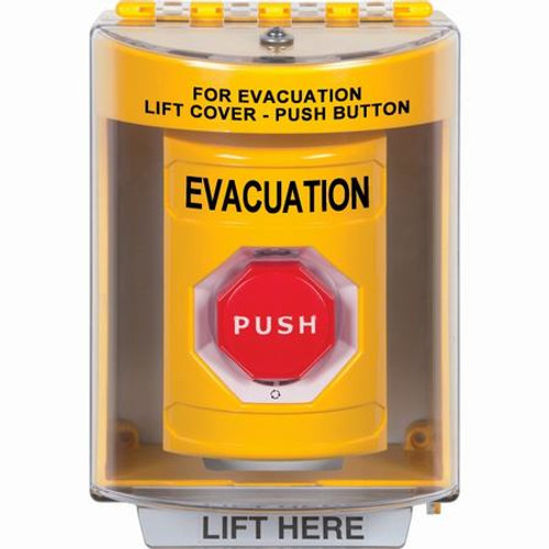 SS2289EV-EN STI Yellow Indoor/Outdoor Surface w/ Horn Turn-to-Reset (Illuminated) Stopper Station with EVACUATION Label English